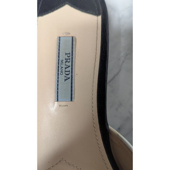 Prada black slip on flats mules logo designer career trendy size 40. US size 10 - Picture 8 of 11